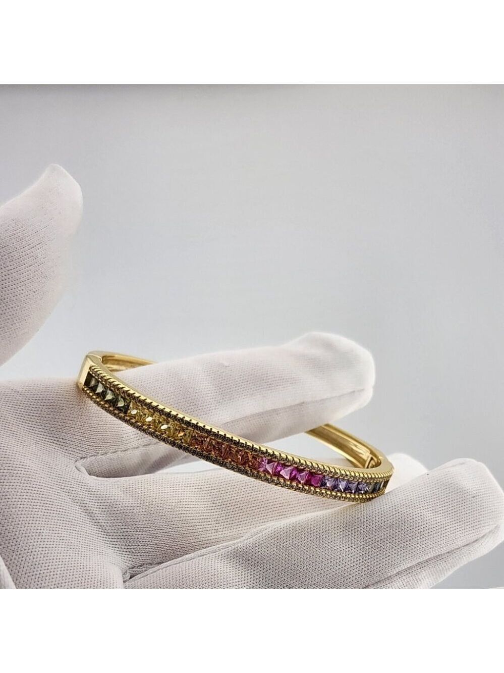 Rainbow Sparkle Bangle – Sterling Silver 925